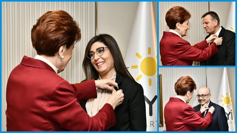 Rozetlerini Meral Akşener taktı