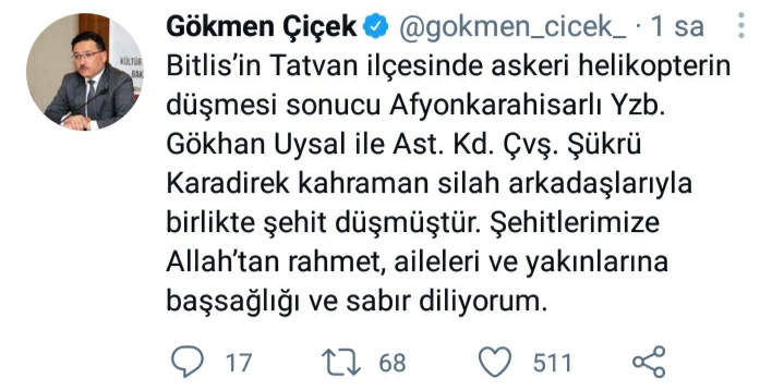 Afyonkarahisar’a şehit ateşi düştü