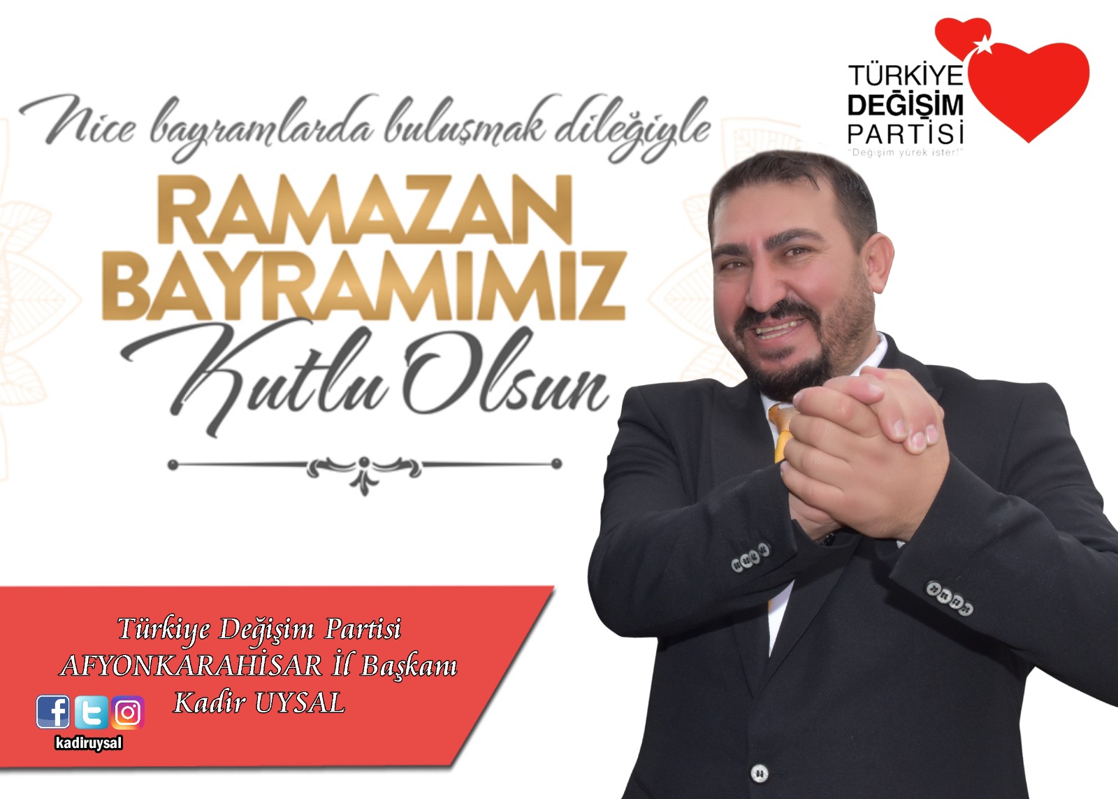 TDP İl Başkanı Uysal’dan Ramazan Bayramı mesajı