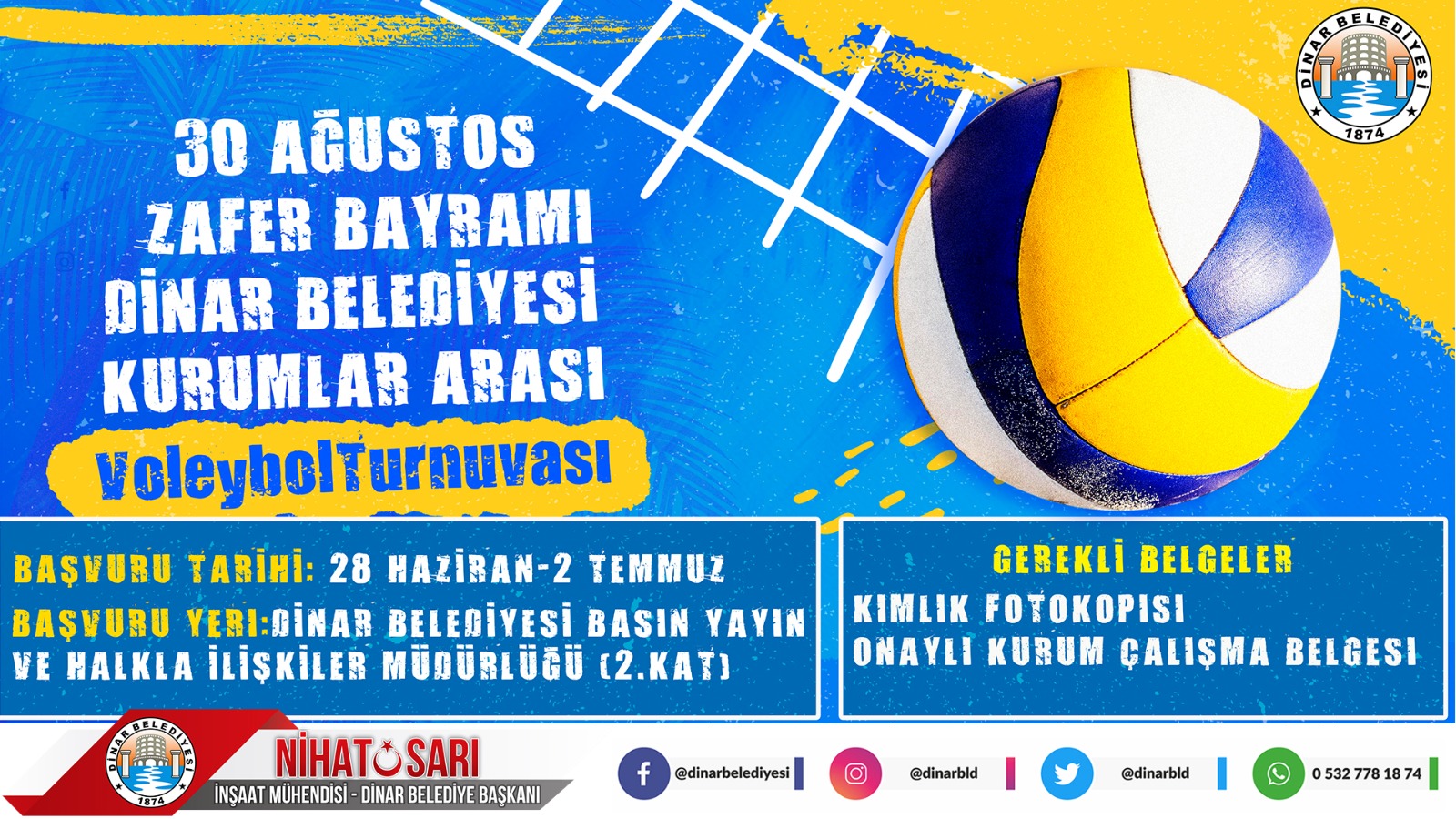 Dinar’da 30 Ağustos’a özel voleybol turnuvası düzenlenecek